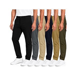 3-Pk Men's Super Stretch Slim Fit Chino Pants (various colors $20 + Free S&H w/ Prime