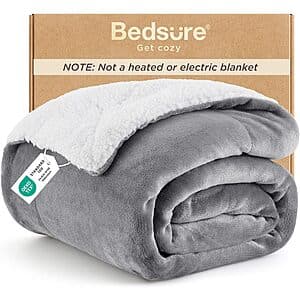50"x60" Bedsure GentleSoft Reversible Sherpa Fleece Throw Blanket (Grey) $10.45 & More