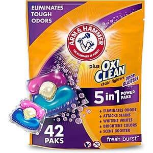 42-Count Arm & Hammer Plus OxiClean 5-in-1 Laundry Detergent Power Paks 6 for $28.55 w/ Subscribe & Save + Free S&H