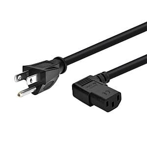 Monoprice Right Angle Power Cord (Black, 14AWG, 15A, SJT): 15' $10.50, 10' $6.80 + Free Shipping