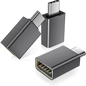 3-Pack Basesailor USB-C to USB-A Adapters (Gray) $3.85