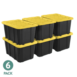 6-pk 27-gal Sterilite Large Storage Bin w/ Snap-On Lid (Black & Yellow) $48 + Free S&H