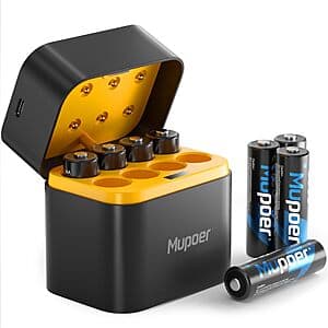 8-Pk Mupoer 1.5V 3000mWh Rechargeable AA Lithium Batteries w/ USB-C Charger $15