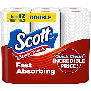 6-Pk 108-Sheet Scott Paper Towels Choose-A-Sheet Double Rolls 3 for $14.50 w/ S&S