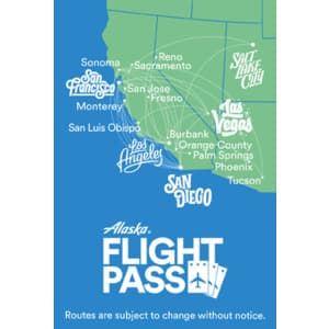 Alaska Airlines Flight Pass: 1 or 2 Round Trip Credit Travel Between California, Nevada, Arizona, and Utah From $69 or $129 Monthly For 12 Months