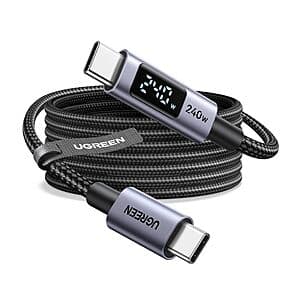 UGREEN 240W USB-C 100W PD Fast Charging Cable w/ Digital Display: 3.3' $13, 6.6' $16 & More