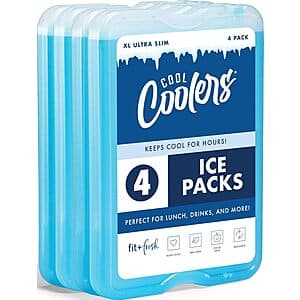 4-Pk Fit + Fresh Cool Coolers Reusable Slim XL Ice Packs $7