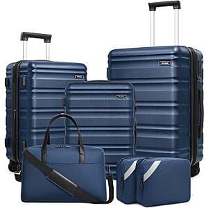 5-pc MIUSSE Hardshell Luggage Set w/ TSA Lock, Spinner Wheels (20"/24"/28", blue) $110 + Free Shipping