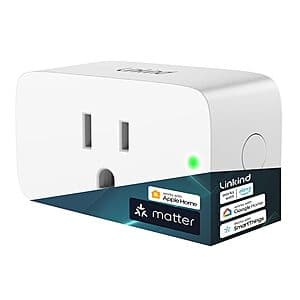 Linkind 15A/1800W Matter Smart Plug Wi-Fi Outlet w/ Timer & Remote Control $6