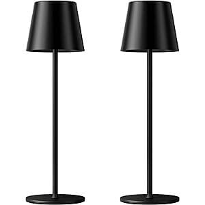 Prime Members: 2-Pack 5000mAH Cordless Rechargeable Table Lamp (Black) $14 & More + Free Shipping