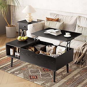 39.4" Gianna Wood Lift Top Coffee Table w/ Hidden Compartment & Adjustable Shelf $39 + Free S&H
