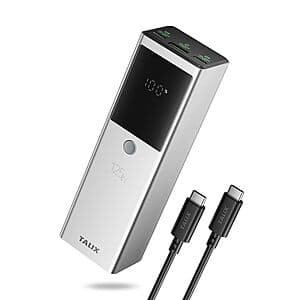 Prime Members: 3-Port TALIX 12800mAh 125W Laptop Power Bank w/ 240W USB-C Cable $25 + Free S&H
