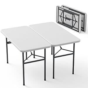 2-Pk 4' Make Changes Plastic Folding Table w/ Steel Legs (White) $56 + Free S&H