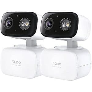 2-Pk Tapo HybridCam 360 2K 30 fps Pan/Tilt Wired Wi-Fi Security Cameras $50 & More + Free S&H