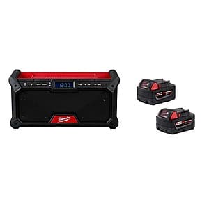 Milwaukee M18 18V Jobsite Radio w/ 2x REDLITHIUM XC 5.0 Ah Batteries $199 + Free S&H