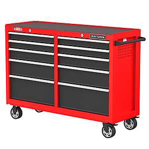 CRAFTSMAN 2000 Series 52" Wx 8.05" H 10-Drawer Steel Rolling Tool Cabinet (Red) $399 + Free Pickup