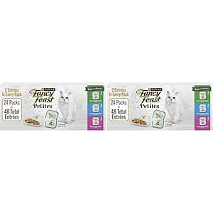 48-Pk 2.8-Oz Purina Fancy Feast Petites Wet Cat Food Tubs (Variety Pack) $26.50