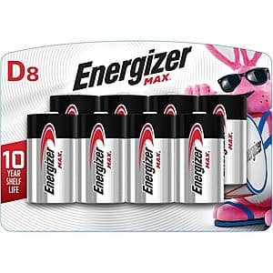 8-Pack Energizer Max D Alkaline Batteries $7 + Free S/H w/ Prime