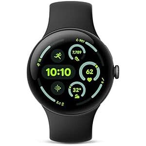 45mm Google Pixel Watch 3 LTE Smartwatch (Matte Black Case w/ Obsidian Band) $161 + Free Shipping