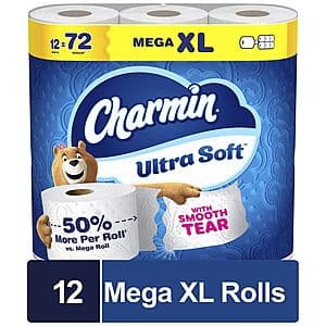 2x 12-Pk Charmin Mega XL Toilet Paper + 1x 6-Pk Bounty Paper Towels + $25 W Cash $45.55 + Free S&H