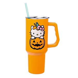 40-Oz Silver Buffalo Sanrio Hello Kitty Jack-O-Lantern Stainless Steel Tumbler $10.35